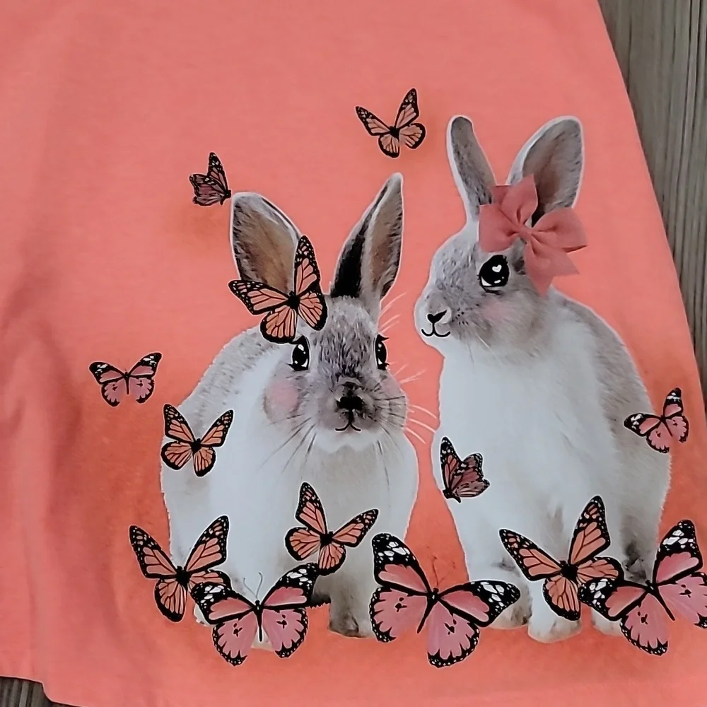 Wonder Nation Coral Dress with Bunny and Butterfly Design - Picture 3 of 5